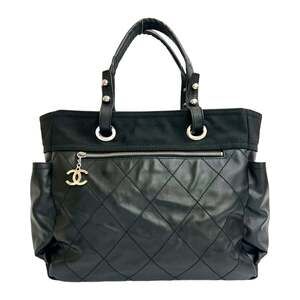 CHANEL Black Leather Tote Bag